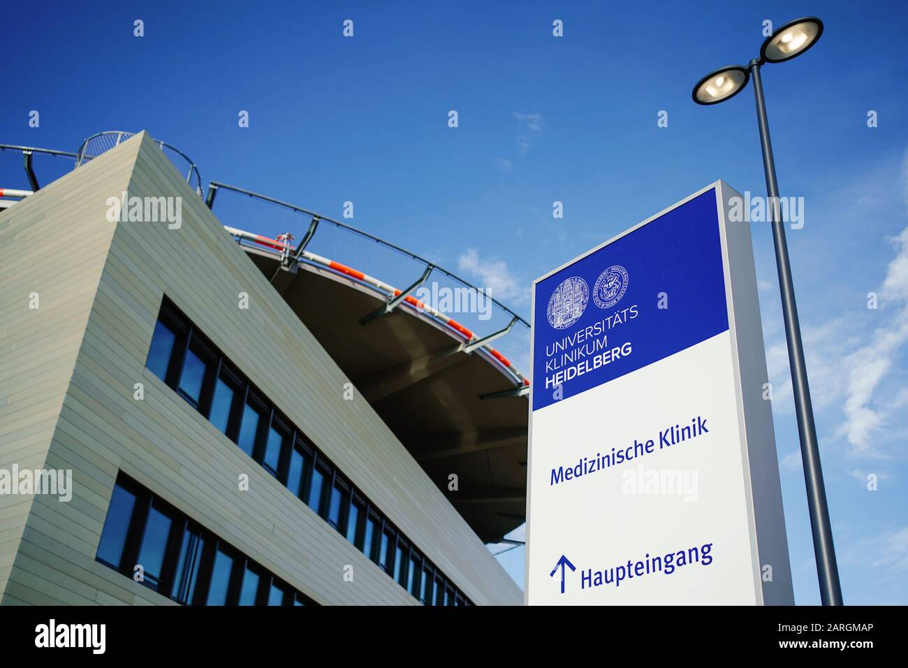 28 January 2020, Baden-Wuerttemberg, Heidelberg: A sign with the  inscription "Medizinische Klinik" is located at the main entrance of the Medical  Clinic of Heidelberg University Hospital. At the University Hospital in  Heidelberg,