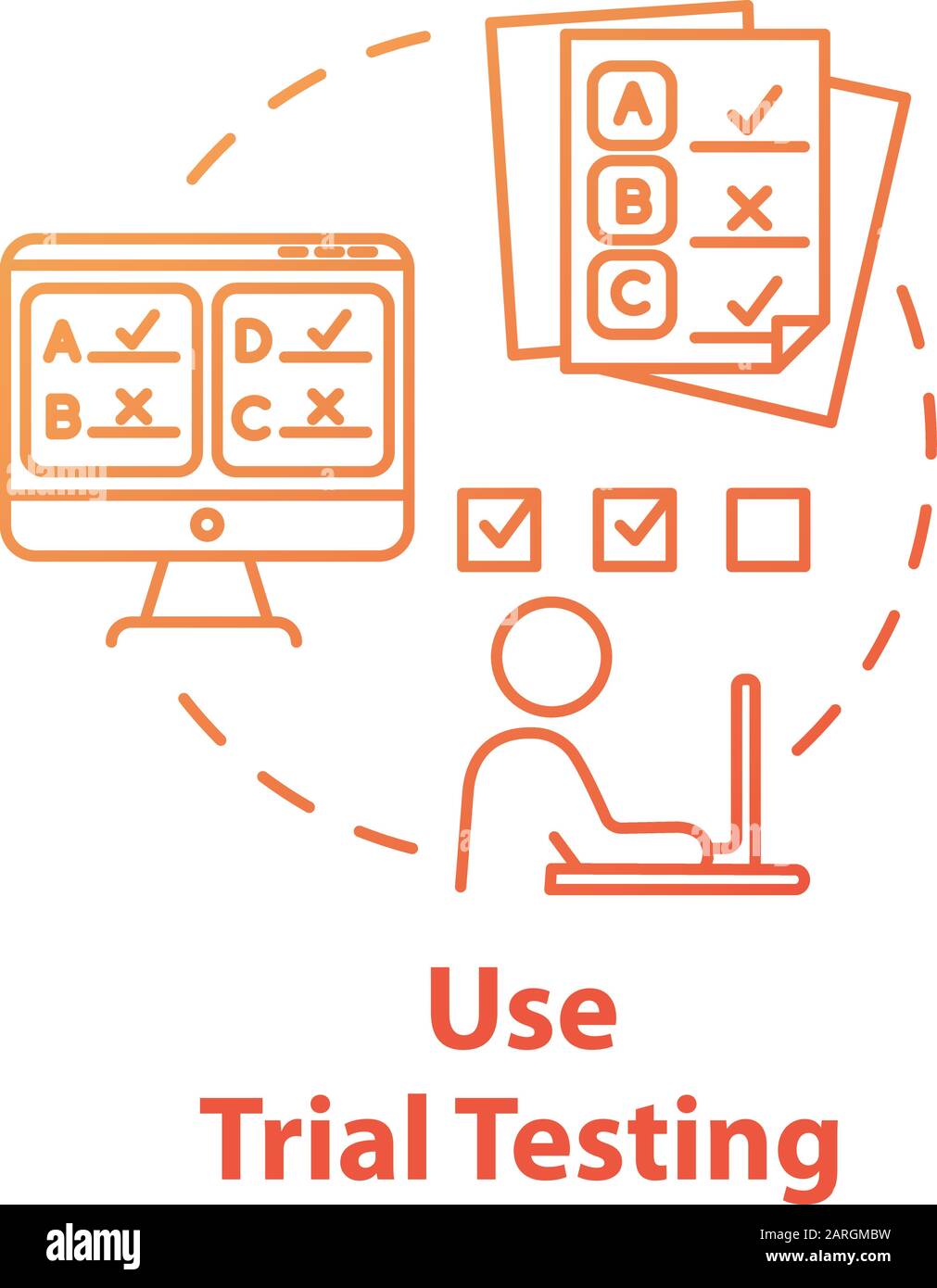 Use trial testing concept icon. Passing online test. Check knowledge