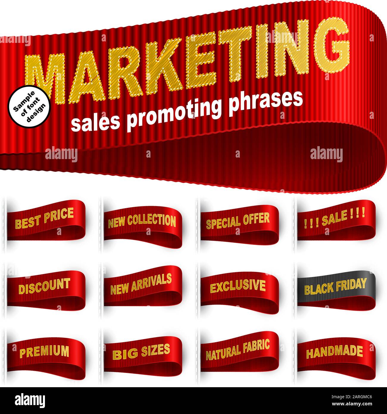 Clothes Labels Tags With Marketing Words And Phrases For Garments