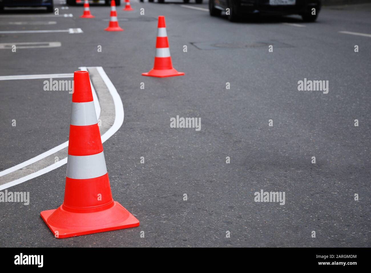 Renewing of parking marking on the road, special adhesive tape, traffic