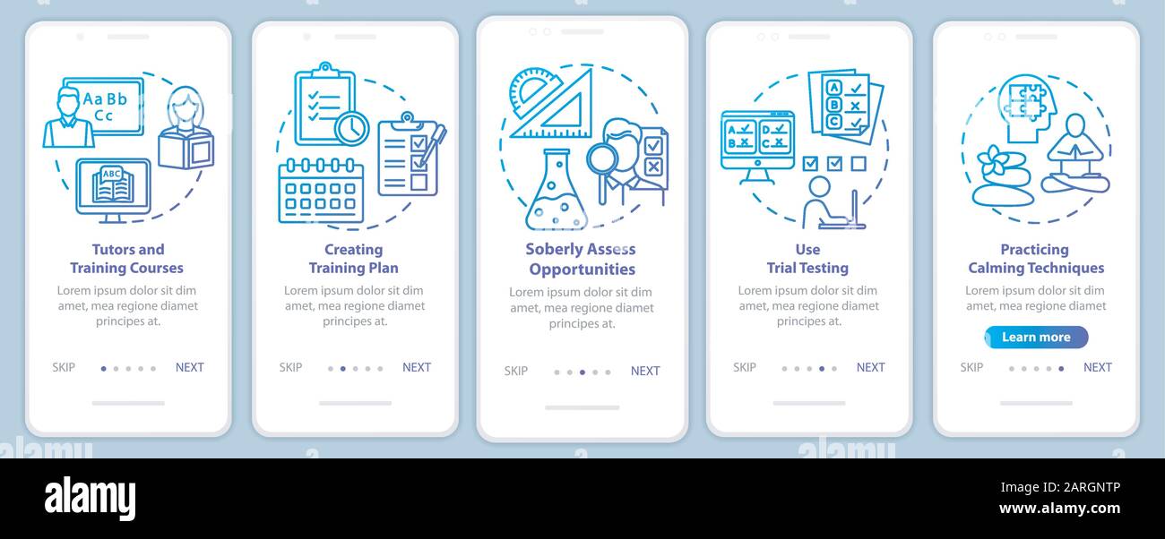 University entrance onboarding mobile app page screen vector template ...