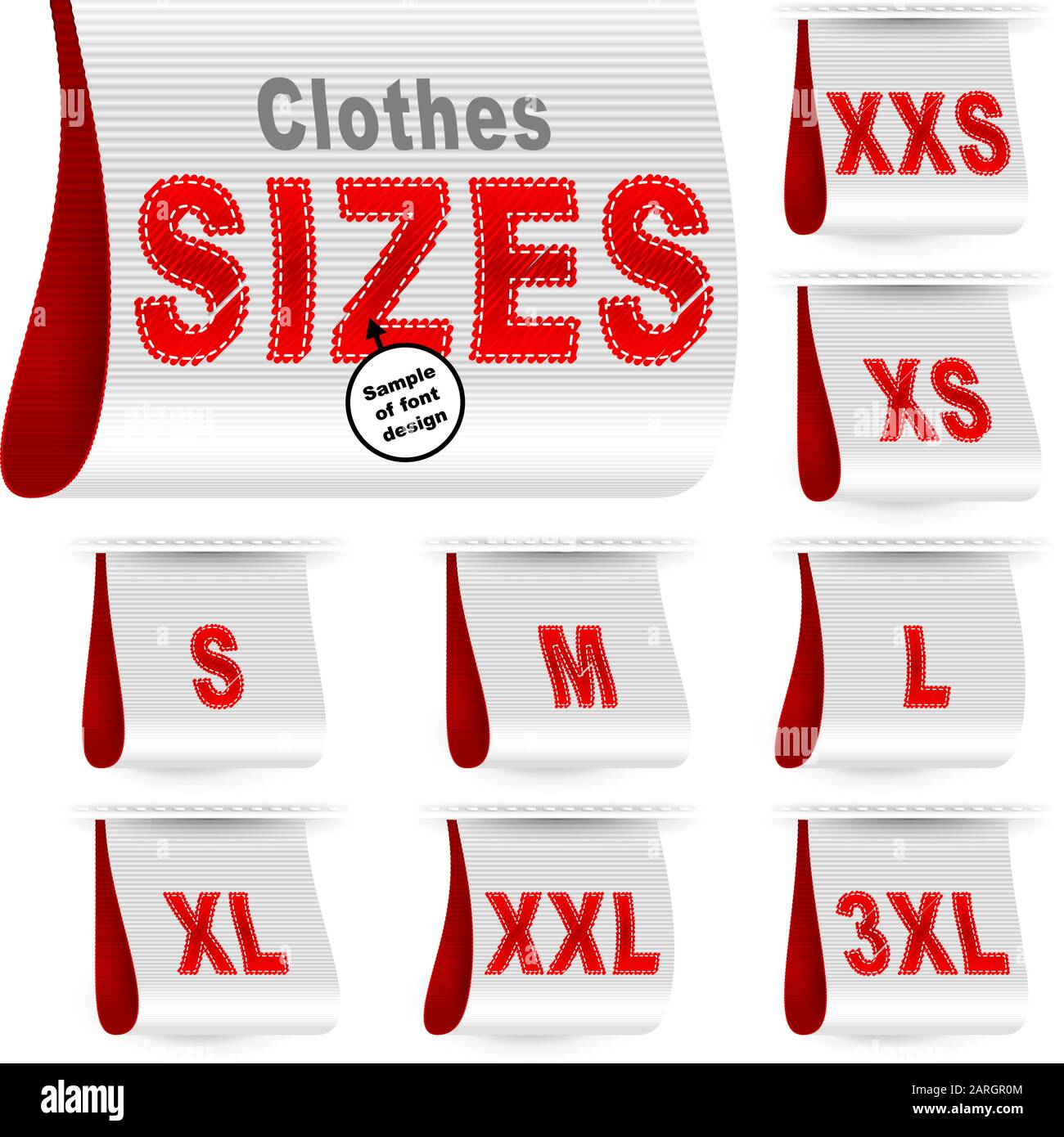Clothes size labels with standard designation symbols of garment dimensions  for customers - XXS, XS, S, M, L, XL, XXL, XXXL Stock Vector Image & Art -  Alamy