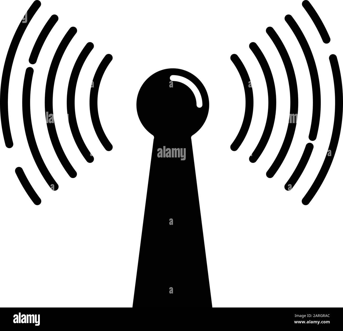 Radio signal glyph icon. Wireless connection. Sound waves, audio  broadcasting. Hardware, equipment, technology. Coverage area. Silhouette  symbol. Nega Stock Vector Image & Art - Alamy