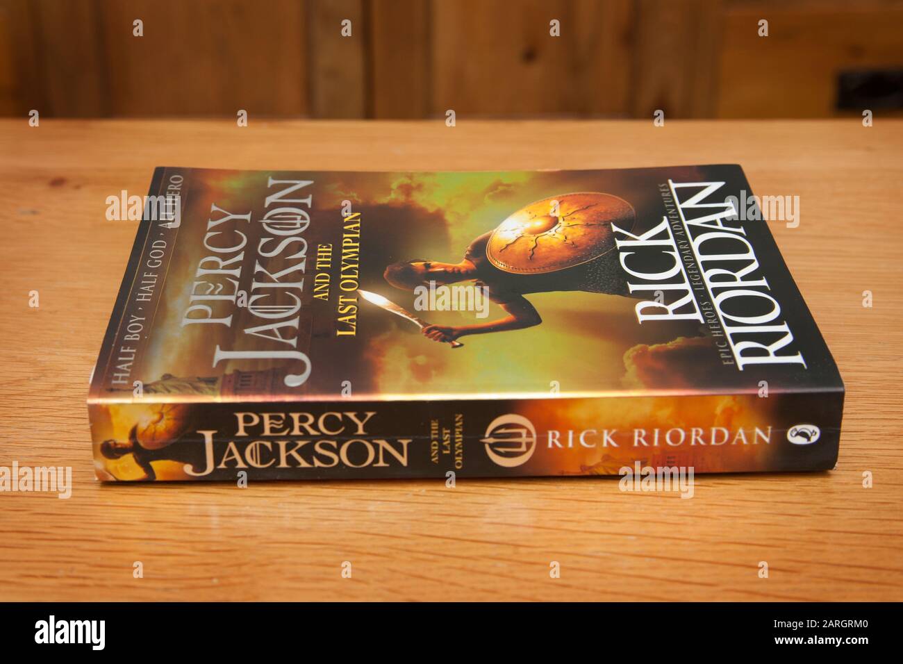 The book, Percy Jackson and the Last Olympian by Rick Riordan Stock Photo
