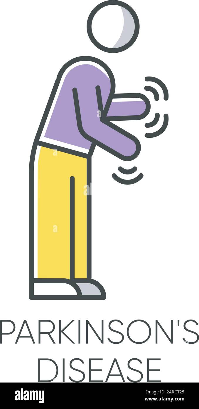 Parkinson's disease color icon. Movement and walking difficulty