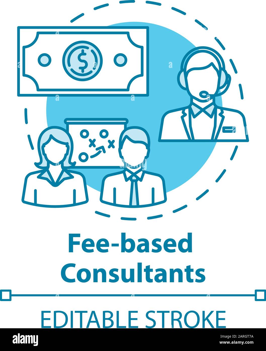 Fee based consultants concept icon. Financial consultation. Call center