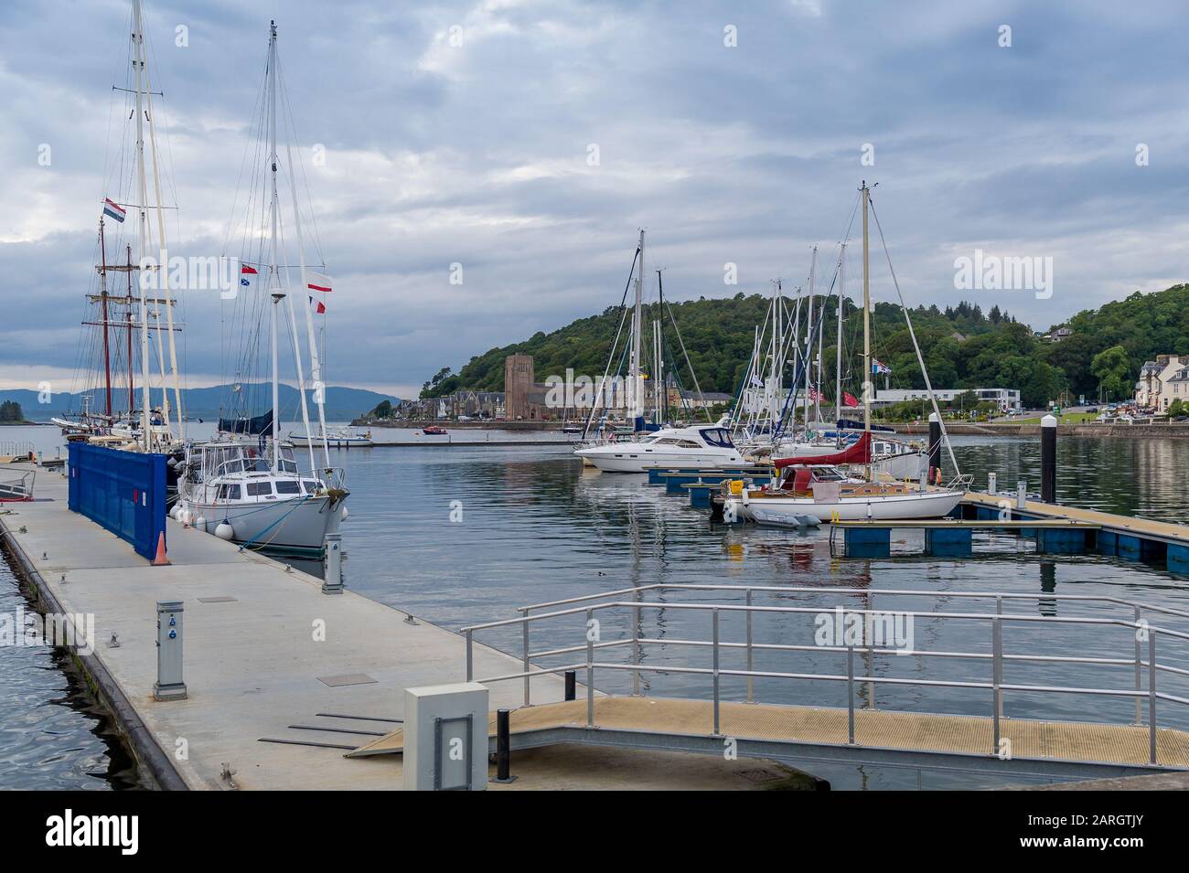 Oban harbor and yacht marina. Hebrides islands, Scotland. Stock Photo