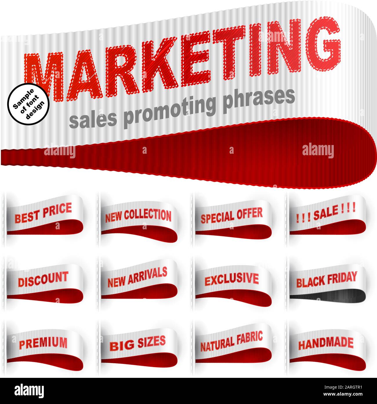 Clothes Labels Tags With Marketing Words And Phrases For Garments