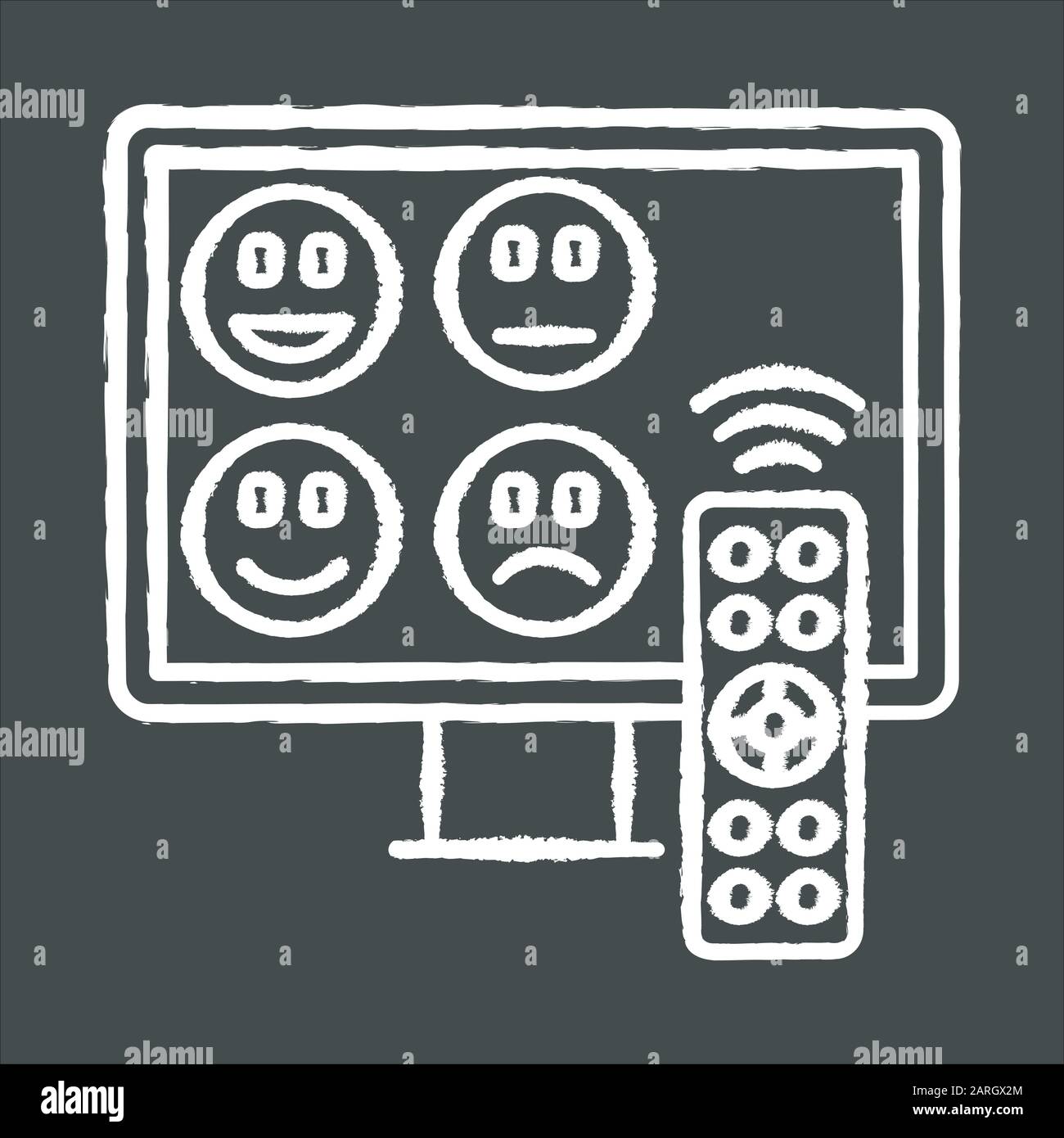 TV channel rating survey chalk icon. Emotional opinion. Consumer review ...