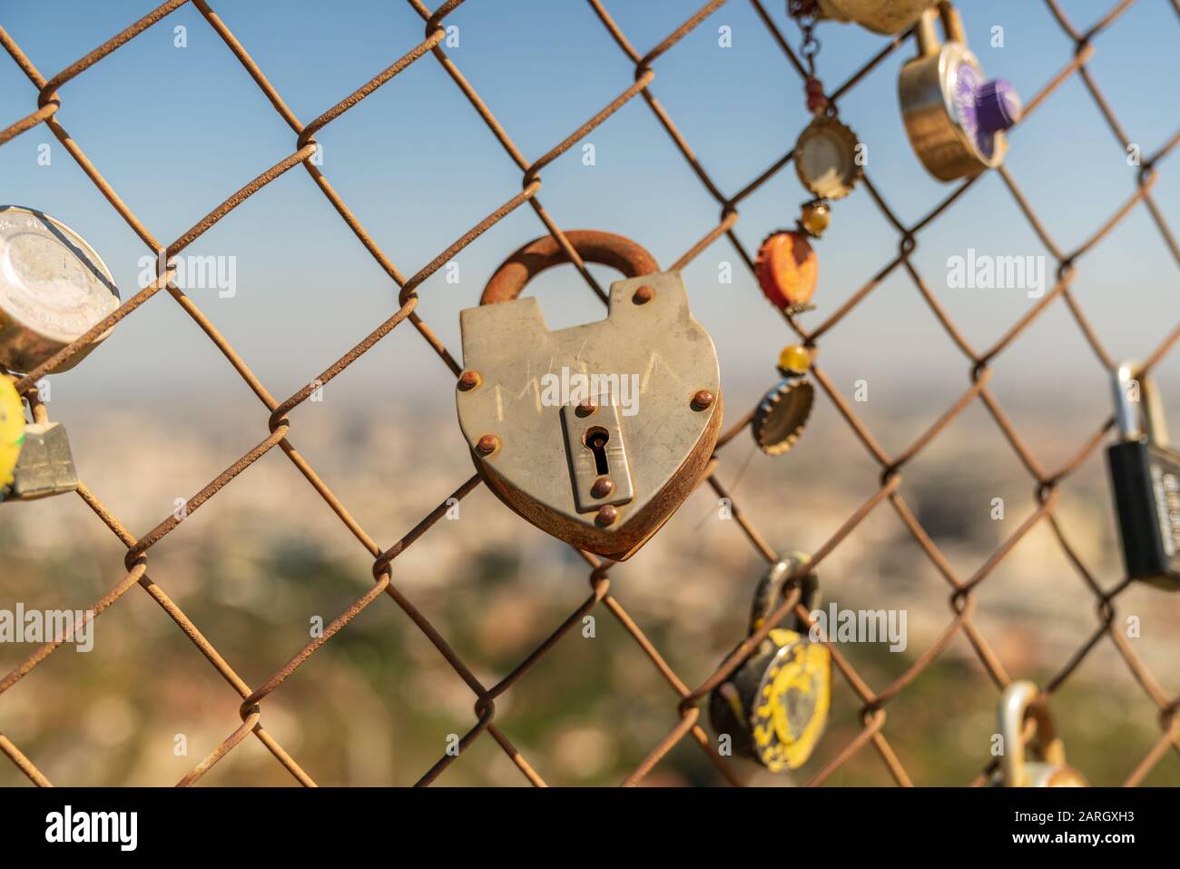 Runyon Canyon Lock Fence, Los Angeles Stock Photo - Alamy