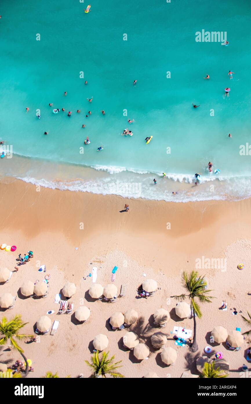 Hawaii Waikiki beach aerial Stock Photo