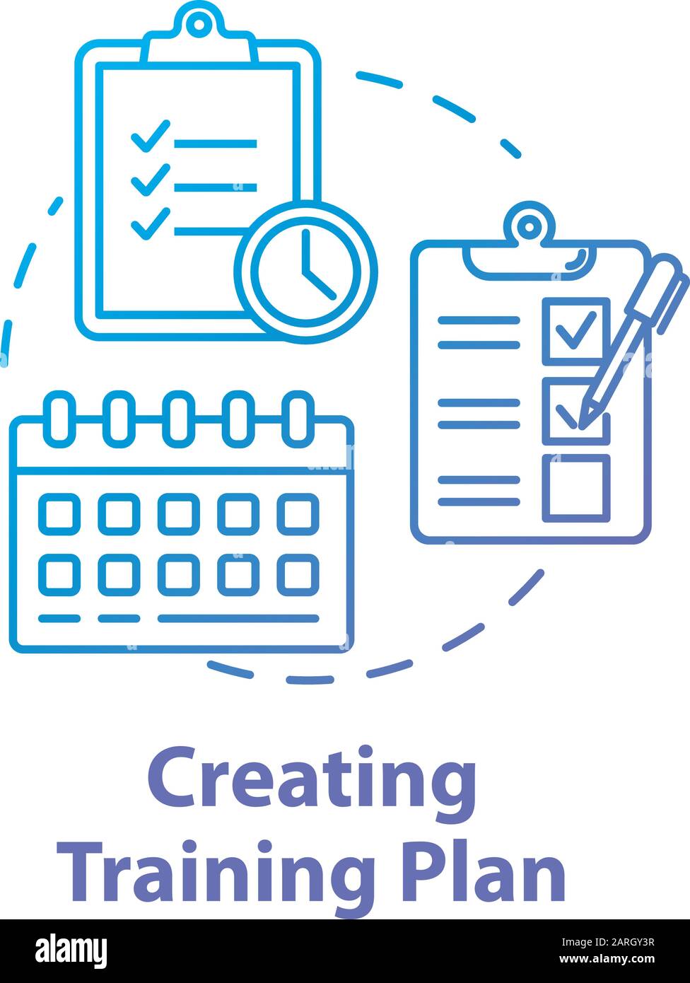 Creating training plan concept icon. Task list and deadlines. Effective