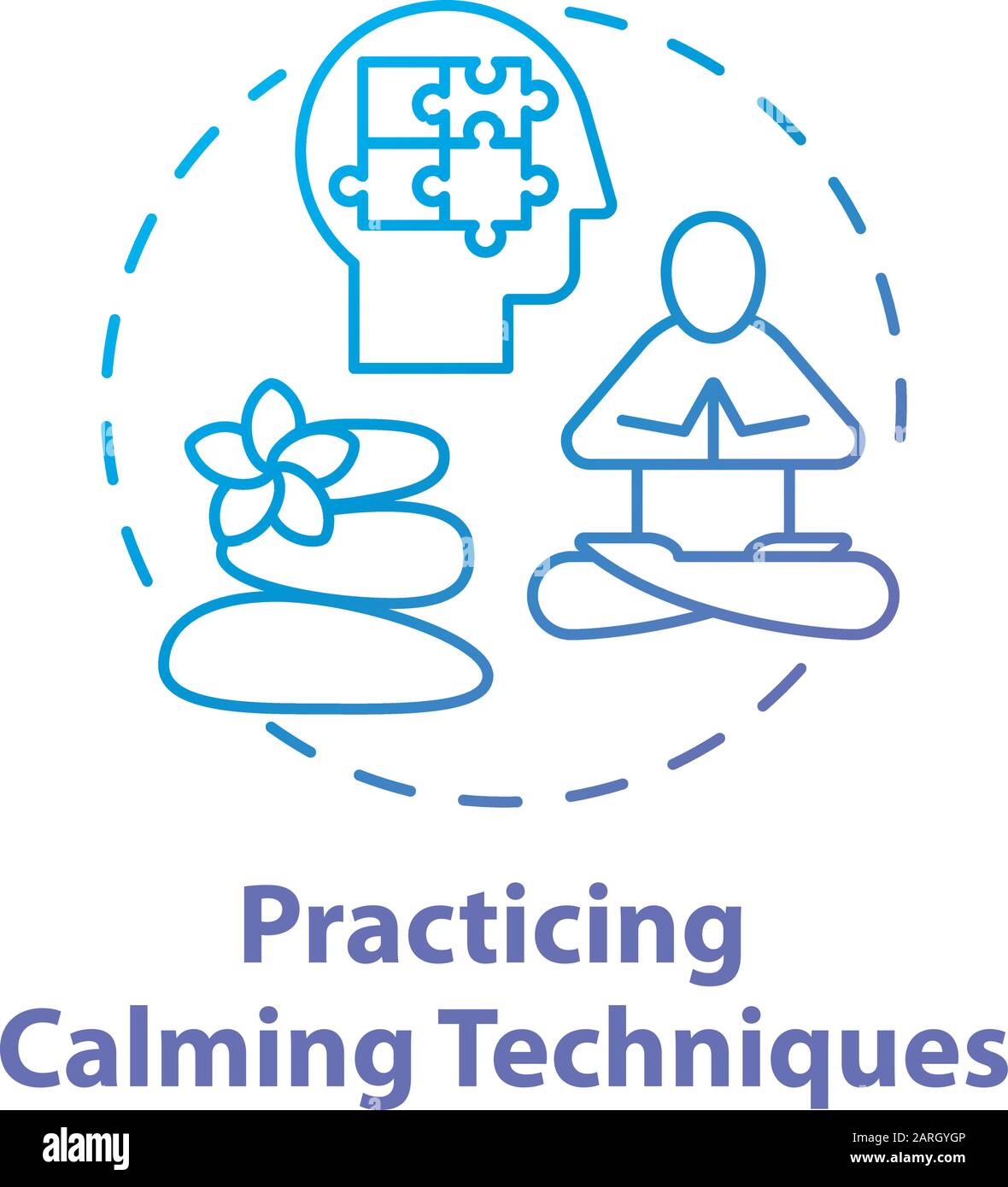Practicing calming techniques concept icon. Relaxation and mental