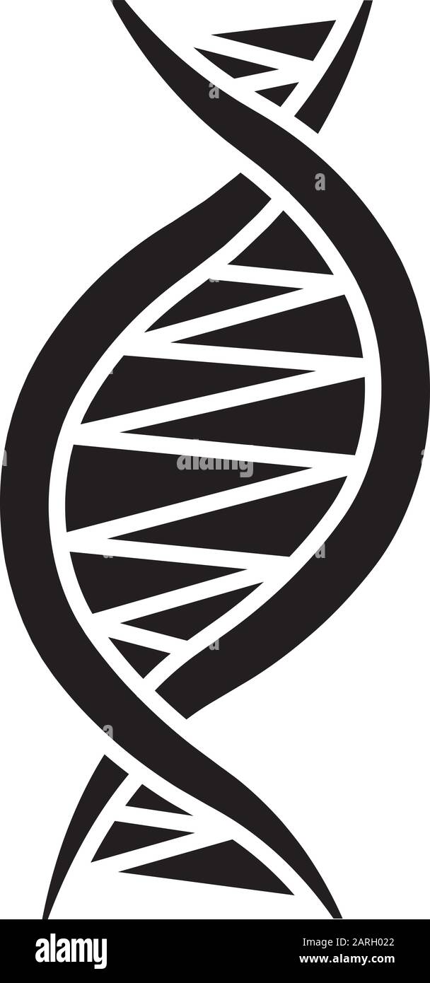 Left-handed DNA helix glyph icon. Z-DNA. Deoxyribonucleic, nucleic acid. Chromosome. Molecular biology. Genetic code. Genetics. Silhouette symbol. Neg Stock Vector