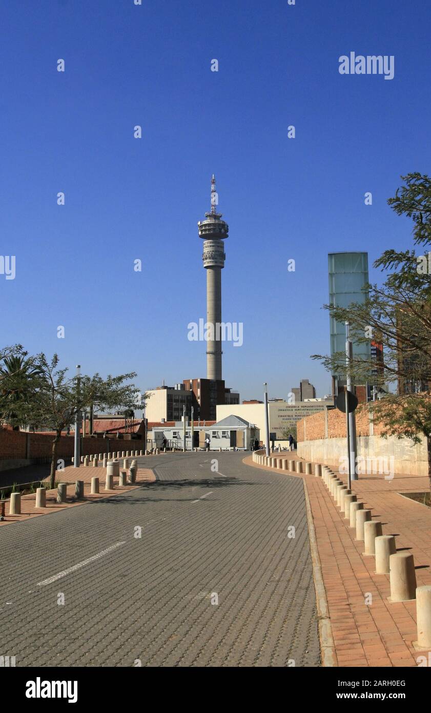 Road towards Constitutional Court with Hillbrow Tower in background