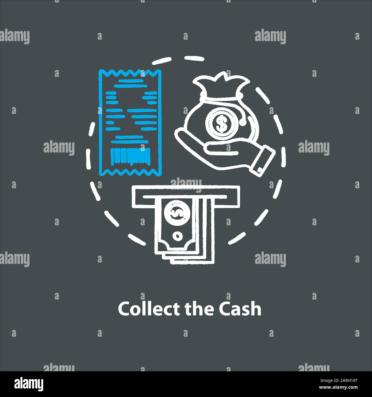 Collect cash chalk concept icon. Money withdrawal idea. ATM transaction ...