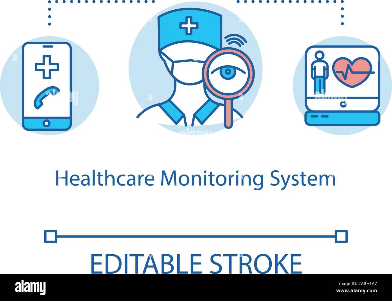 Healthcare monitoring system concept icon. Telemedicine. Online