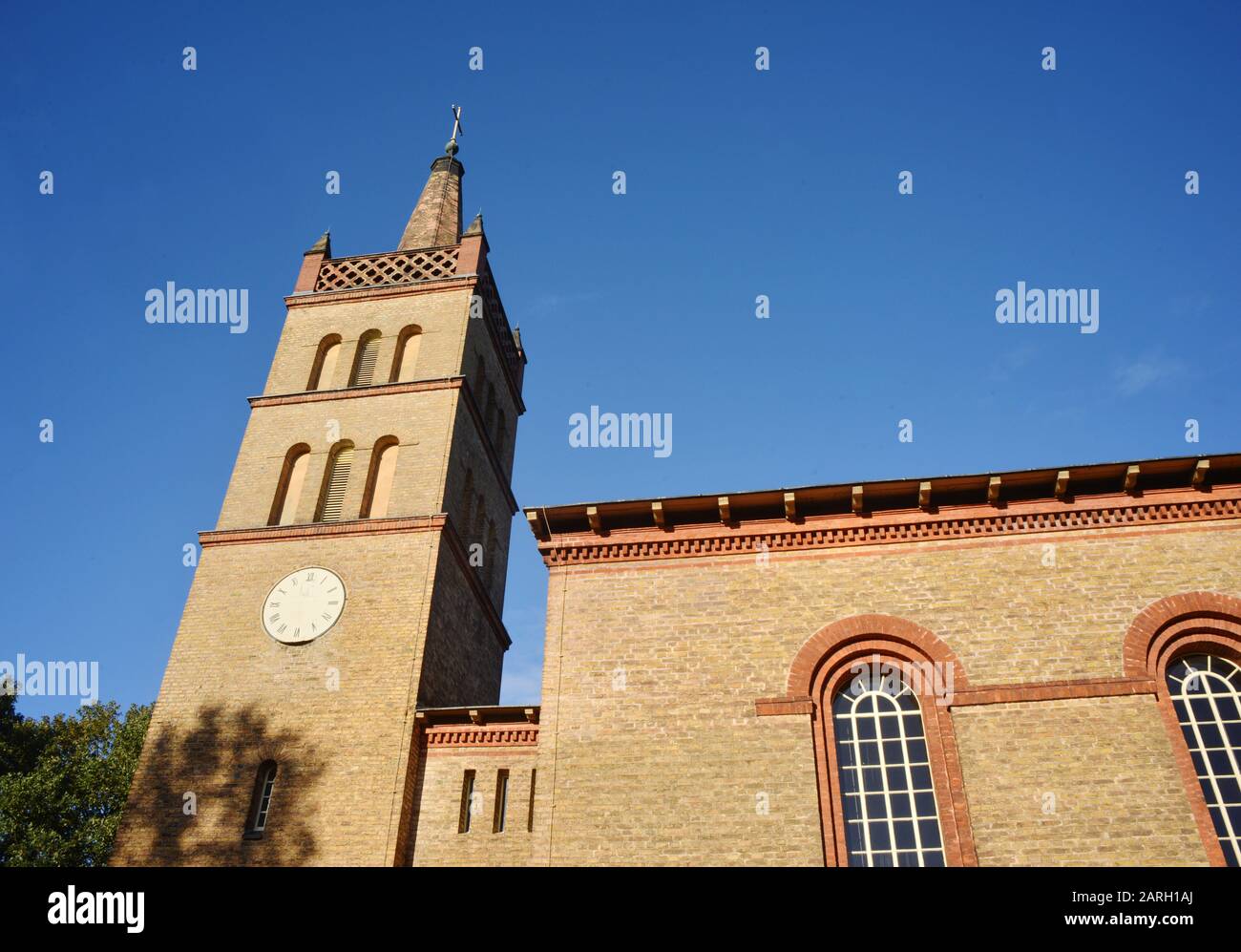 historical church, architecture from Karl-Friedrich Schinkel in Petzow, Brandenburg, Germany Stock Photo
