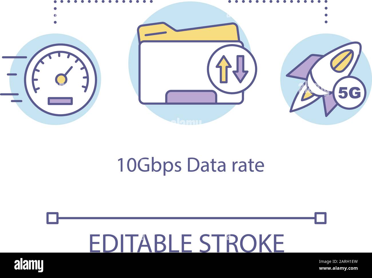 10 Gbps data rate concept icon. 5G technologies idea thin line