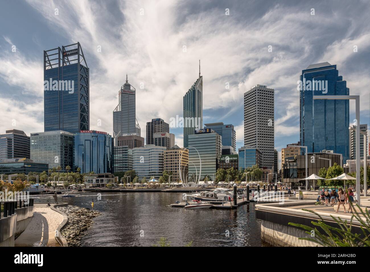 The skyscrapers of Perth's central business district with Elizabeth Quar in the foreground Stock Photo