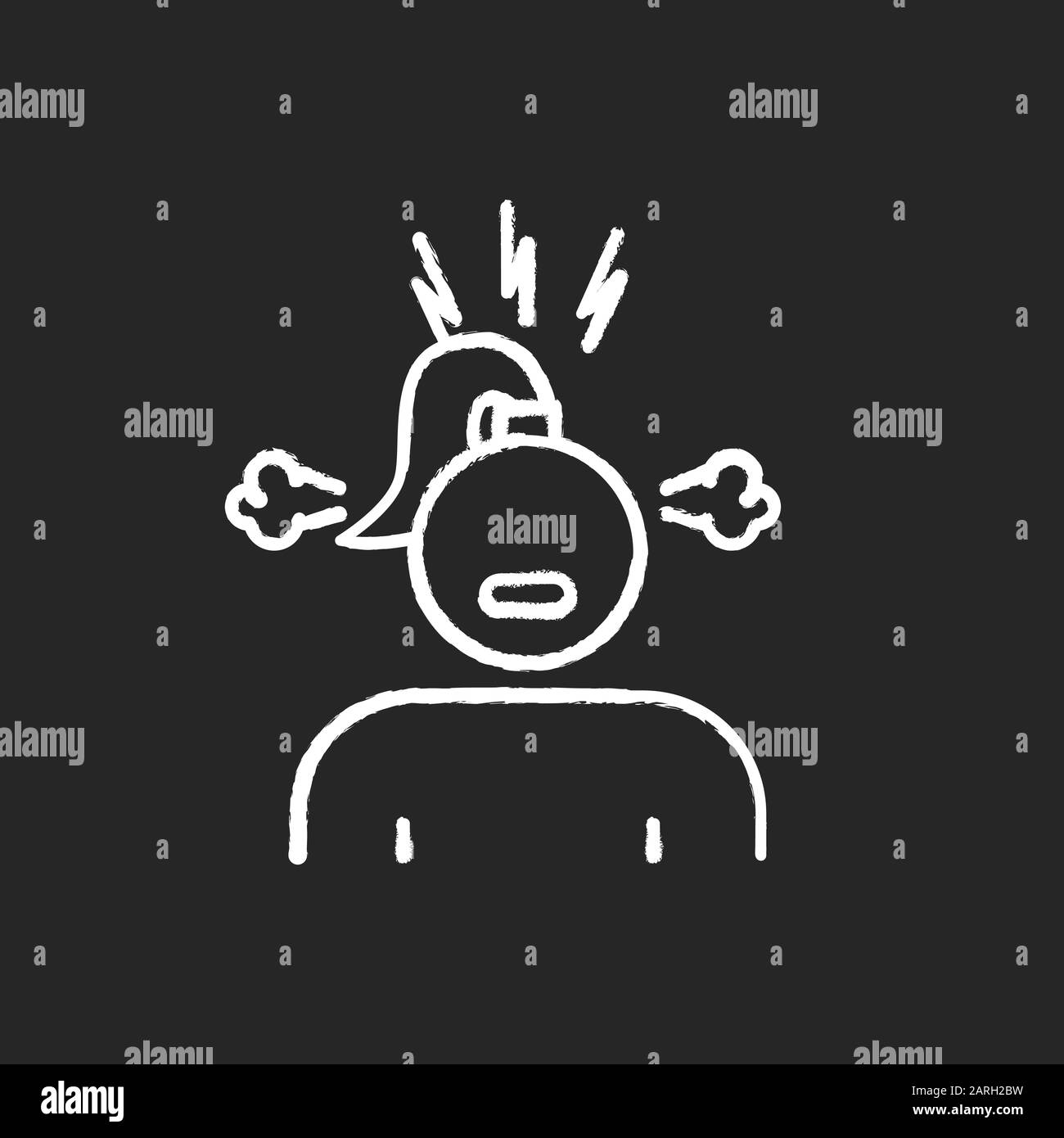 Irritability chalk icon. Annoyed girl. Angry woman. PMS symptom ...