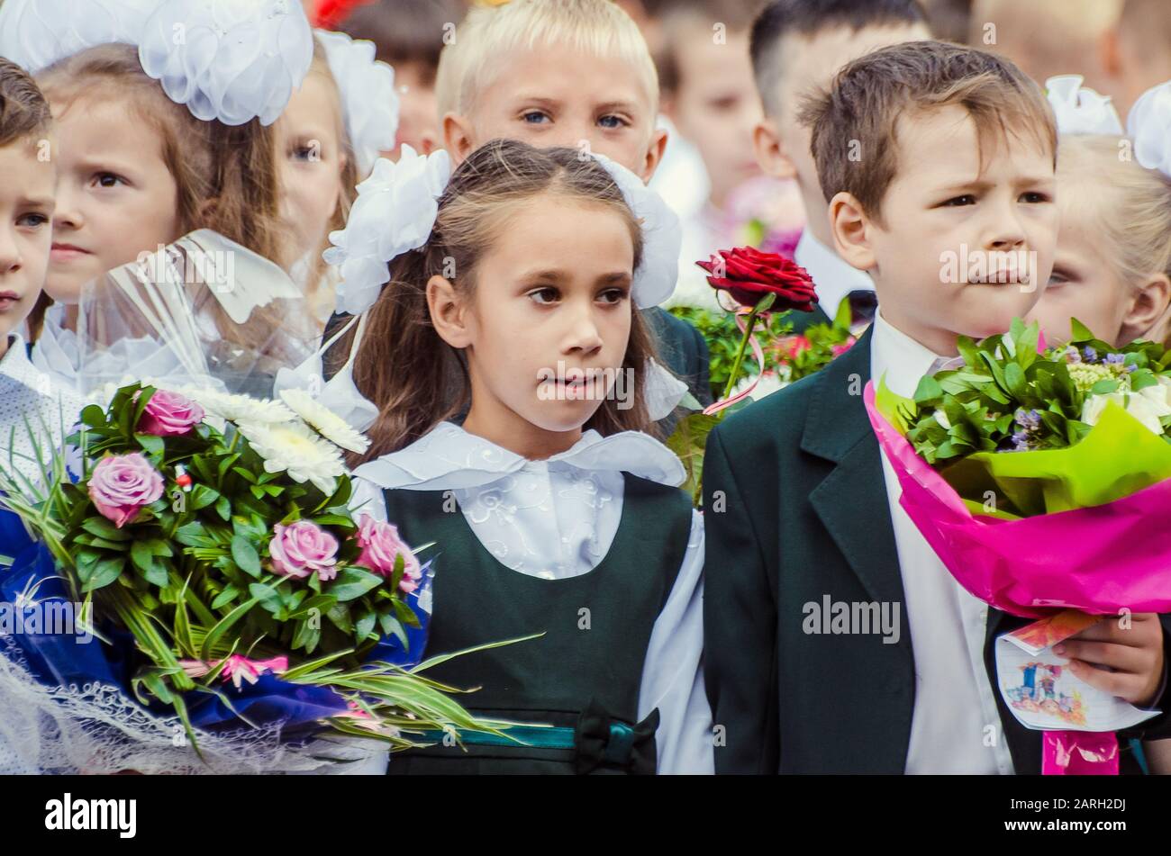 day of knowledge, first bell 24 school Ukraine Lutsk 01-09-2015 Stock Photo