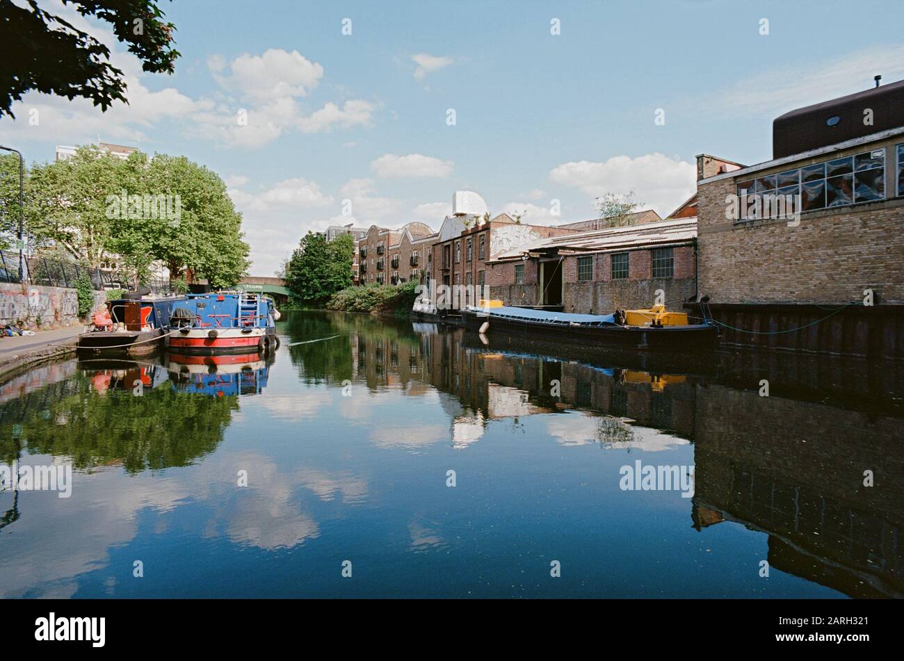 Buildings along the Regents Canal near Kingsland Road, Haggerston, North London, UK Stock Photo