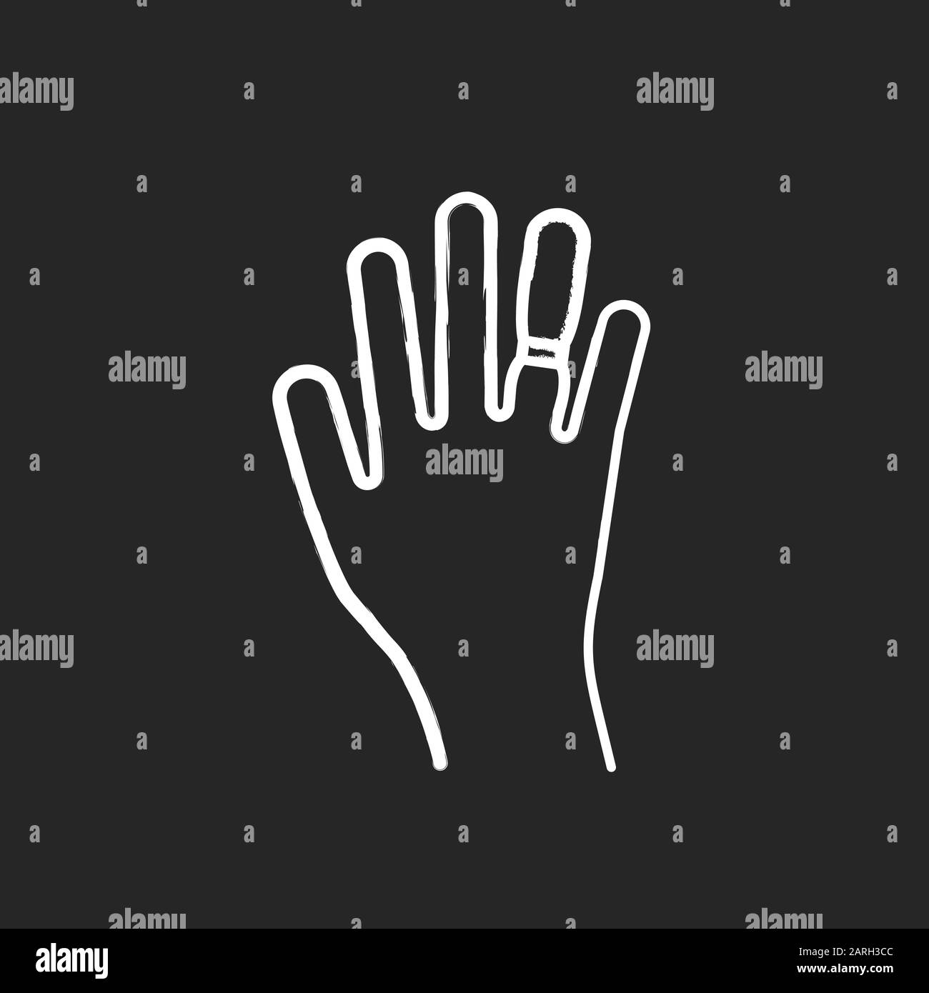 Swelling chalk icon. Weight gain. Swollen finger. Hand inflation. Joint