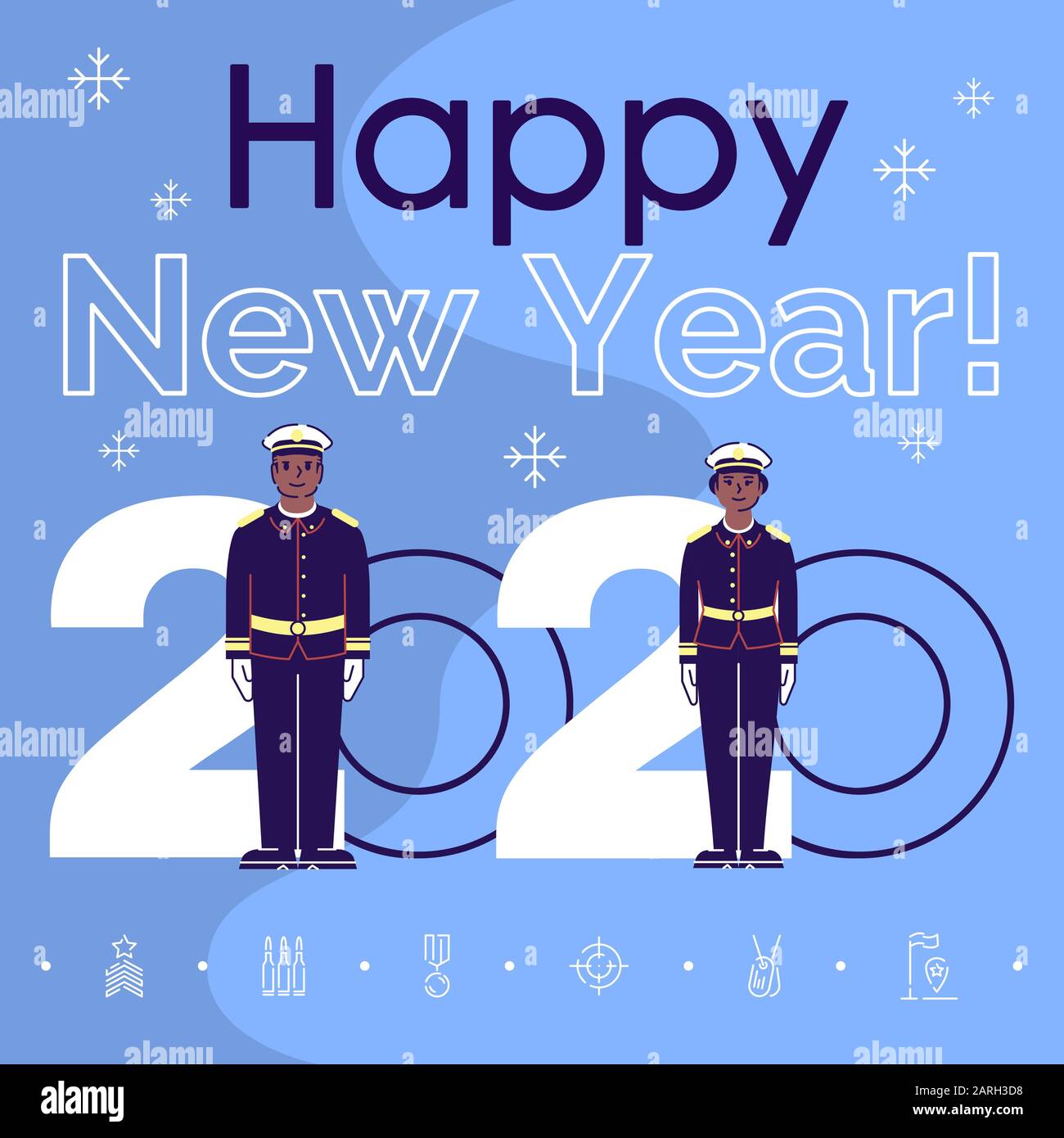 Profession social media post mockup. Happy new year 2020 phrase. Web