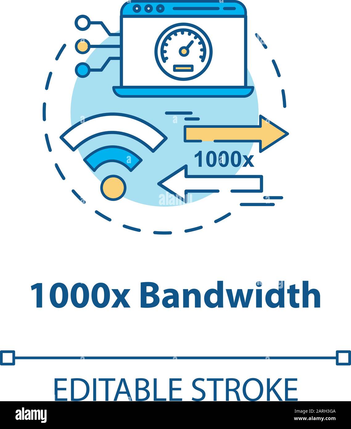 1000x bandwidth concept icon. 5G technologies idea thin line