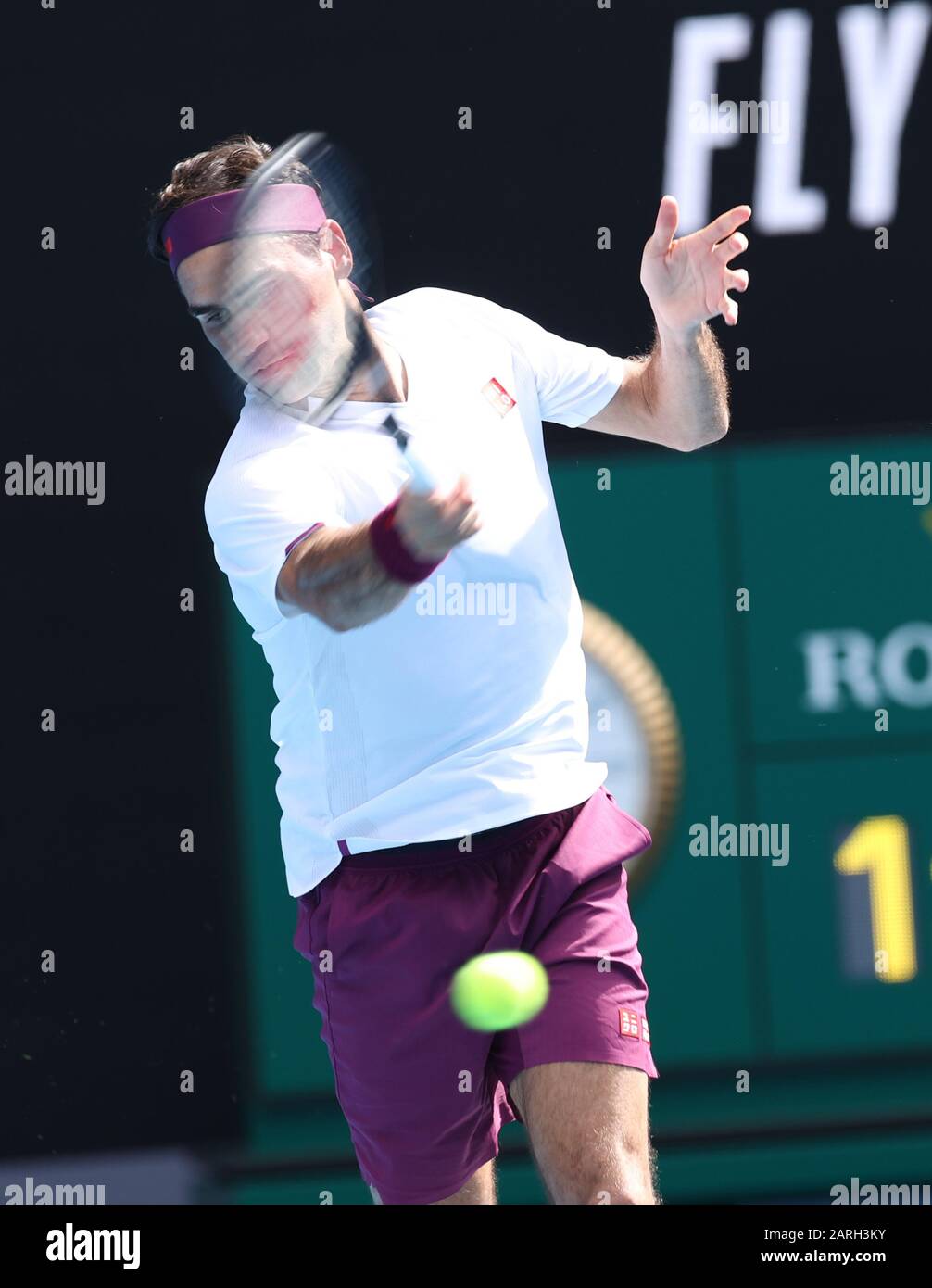 Melbourne Park, Melbourne, Victoria, Australia. 28th Jan, 2020. Australian  Open Tennis, Day 9; Roger Federer of
