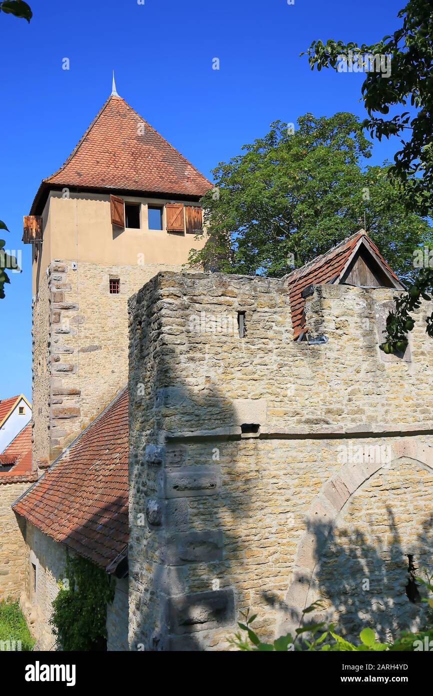 Iphofen is a city in Bavaria with many historical sights. Zentturm Stock Photo