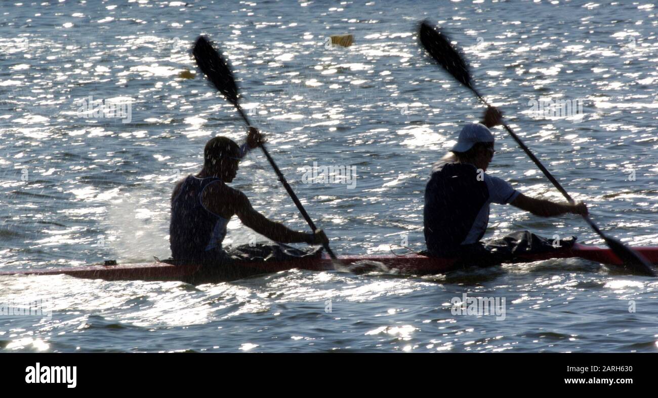 20040824 Olympic Games Athens Greece  [Canoe/Kayak Flatwater Racing]  Lake Schinias.   Photo  Peter Spurrier email images@intersport-images.com Stock Photo