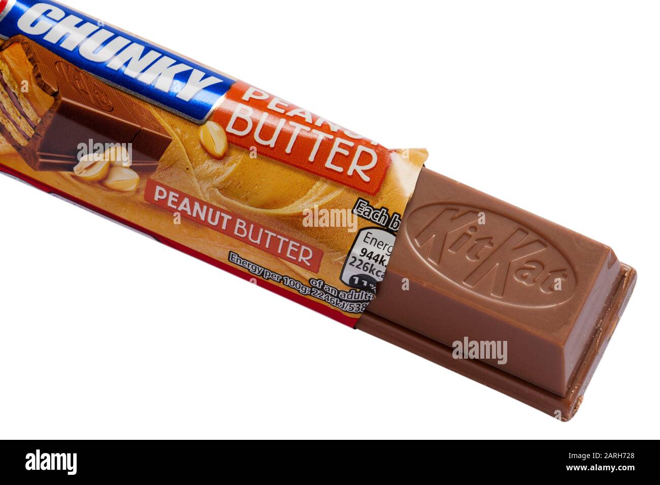 Nestle KitKat chunky peanut butter chocolate bar opened to show