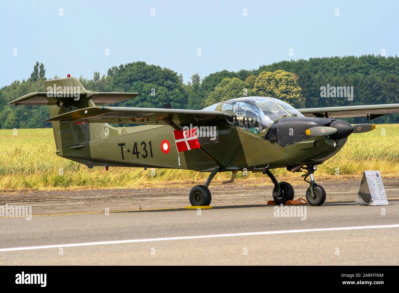 BEAUVECHAIN, BELGIUM - JUL 3, 2010: Royal Danish Air Force Saab T-17 Supporter training aircraft on the tarmac of Beauvechain airbase. Stock Photo