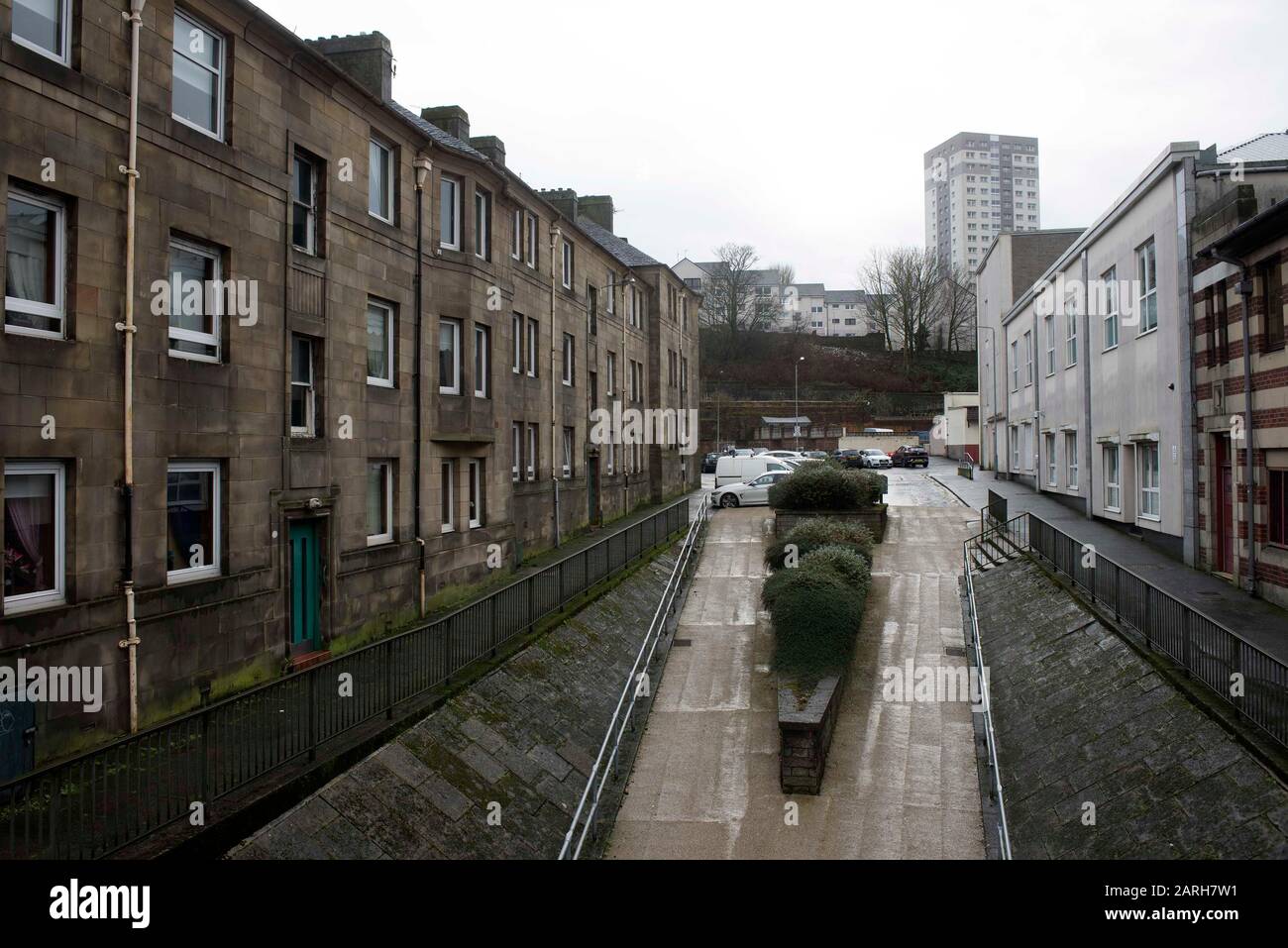 Greenock, Inverclyde, Scotland Greenock town centre has been named as the most deprived area in Scotland where residents are 4 times more likely to die that their richer counterparts. Credit: Chris McNulty/Alamy Live News Stock Photo