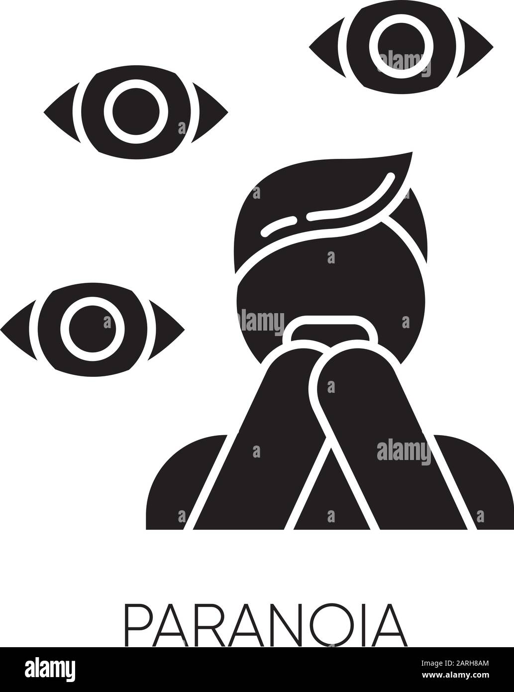 Paranoia Glyph Icon Panic Attack Scared Person Terrified Man Stress And Anxiety Delusion And Irrationality Mental Disorder Silhouette Symbol N Stock Vector Image Art Alamy