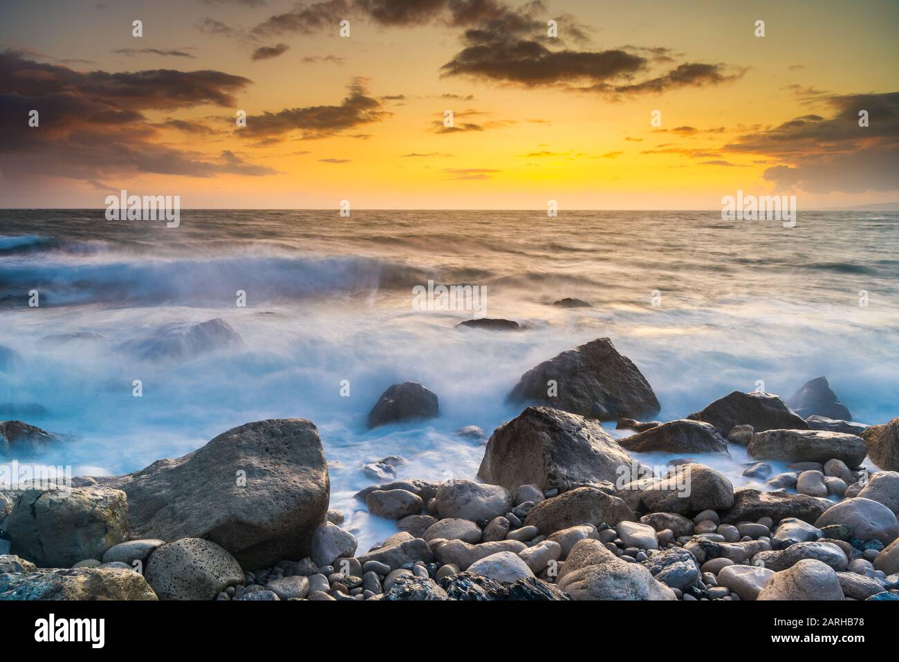 Chesil Cove sunset, horizontal Stock Photo