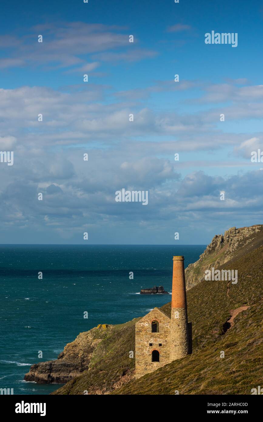 Wheal Coates on the south west coast path, Cornwall Stock Photo