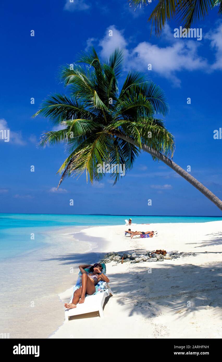 beach on  Rangali island, Ari-Atoll, Maldives, Indian Ocean Stock Photo