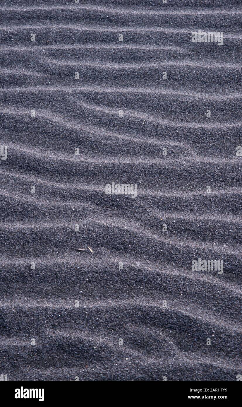 Detail of the black sand beach at Oakura Beach in the Taranaki region of New Zealand Stock Photo