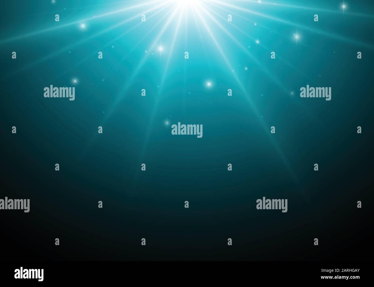 Magic dark background with blue star, lights. Stock Vector