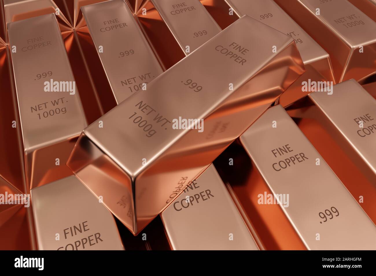 Single copper ingot on rows of shiny copper ingots or bars background -  essential electronics production metal or money investment concept, 3D  illustr Stock Photo - Alamy