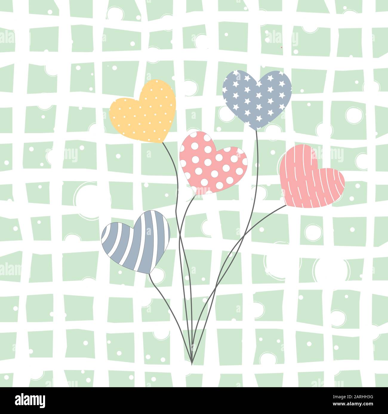 Balloons in the heart shape in different colors. Vector Illustration ...