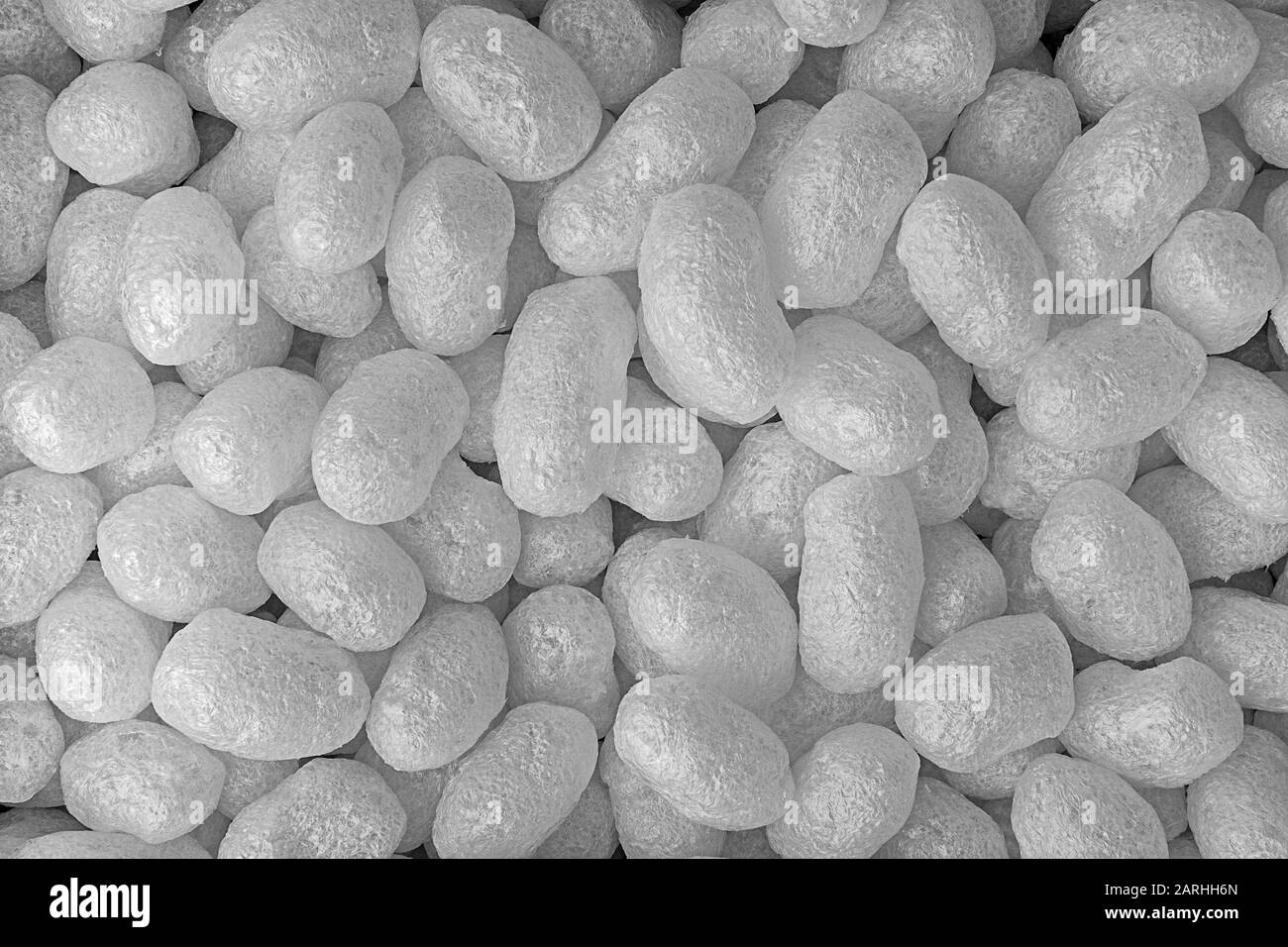 white foam balls to protect objects during shipping, photographed in full frame Stock Photo
