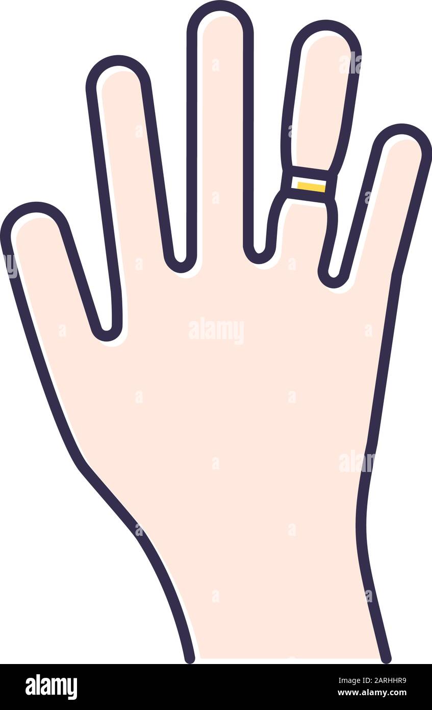 Swelling color icon. Weight gain. Swollen finger. Bloating on arm. Hand