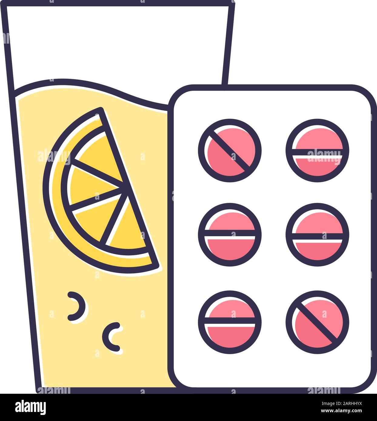 Vitamin intake color icon. Orange juice. Diet supplement. Citrus drink