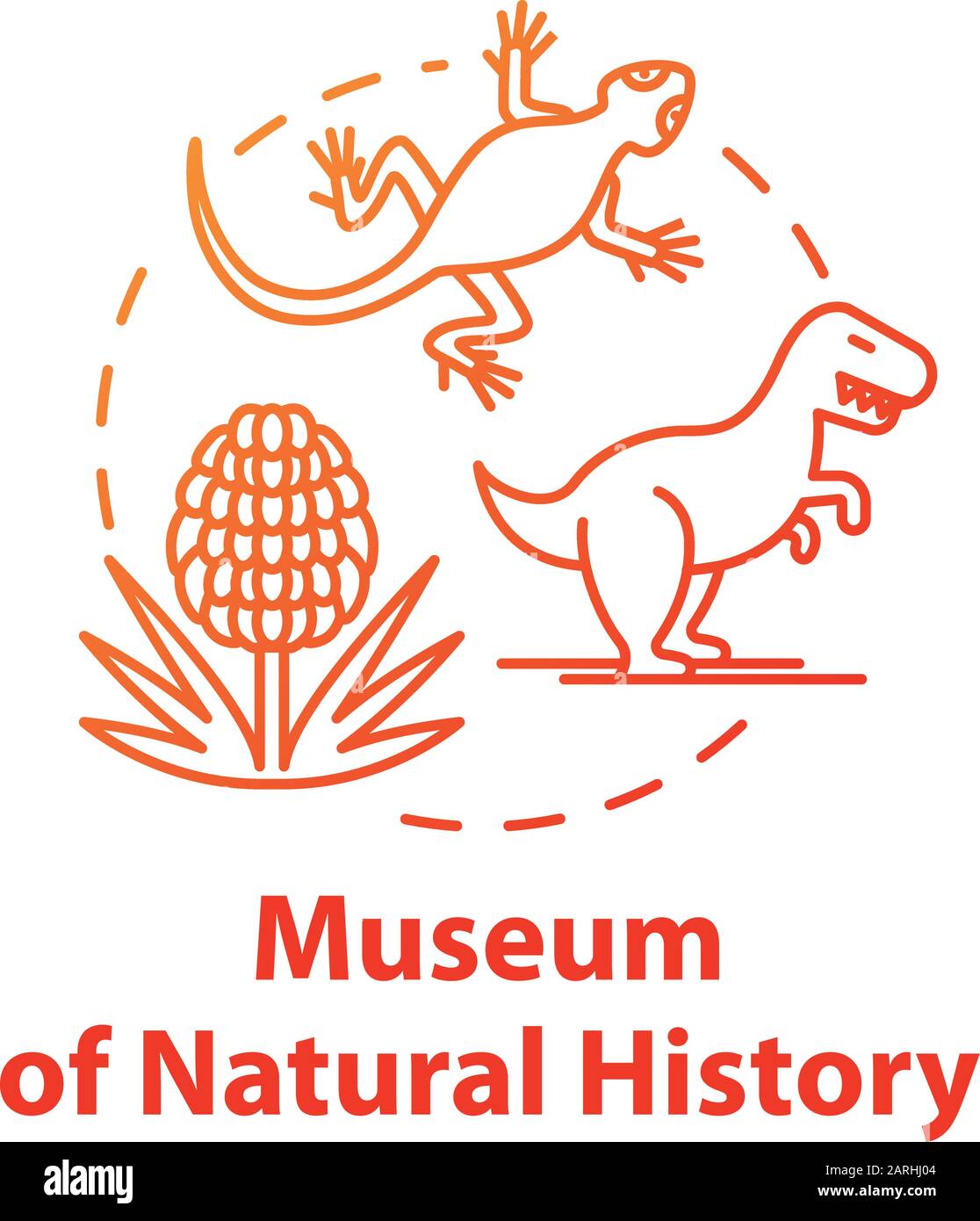 Museum Of Natural History concept icon. Prehistoric animals. Biological exposition