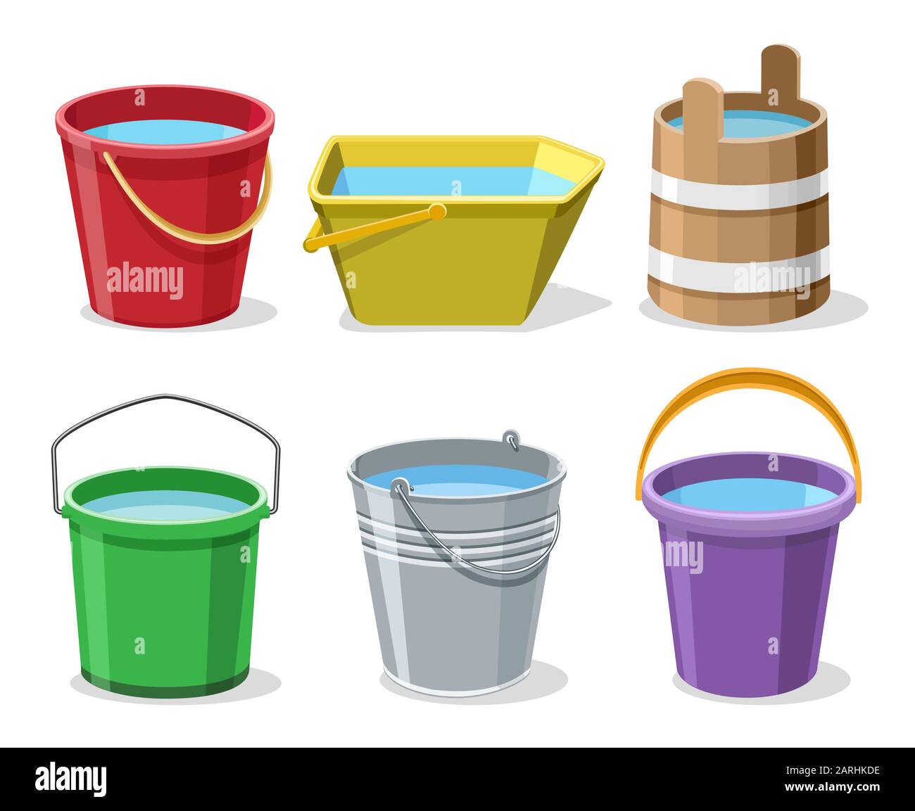 Illustration fill the water in the bucket until it's full vector