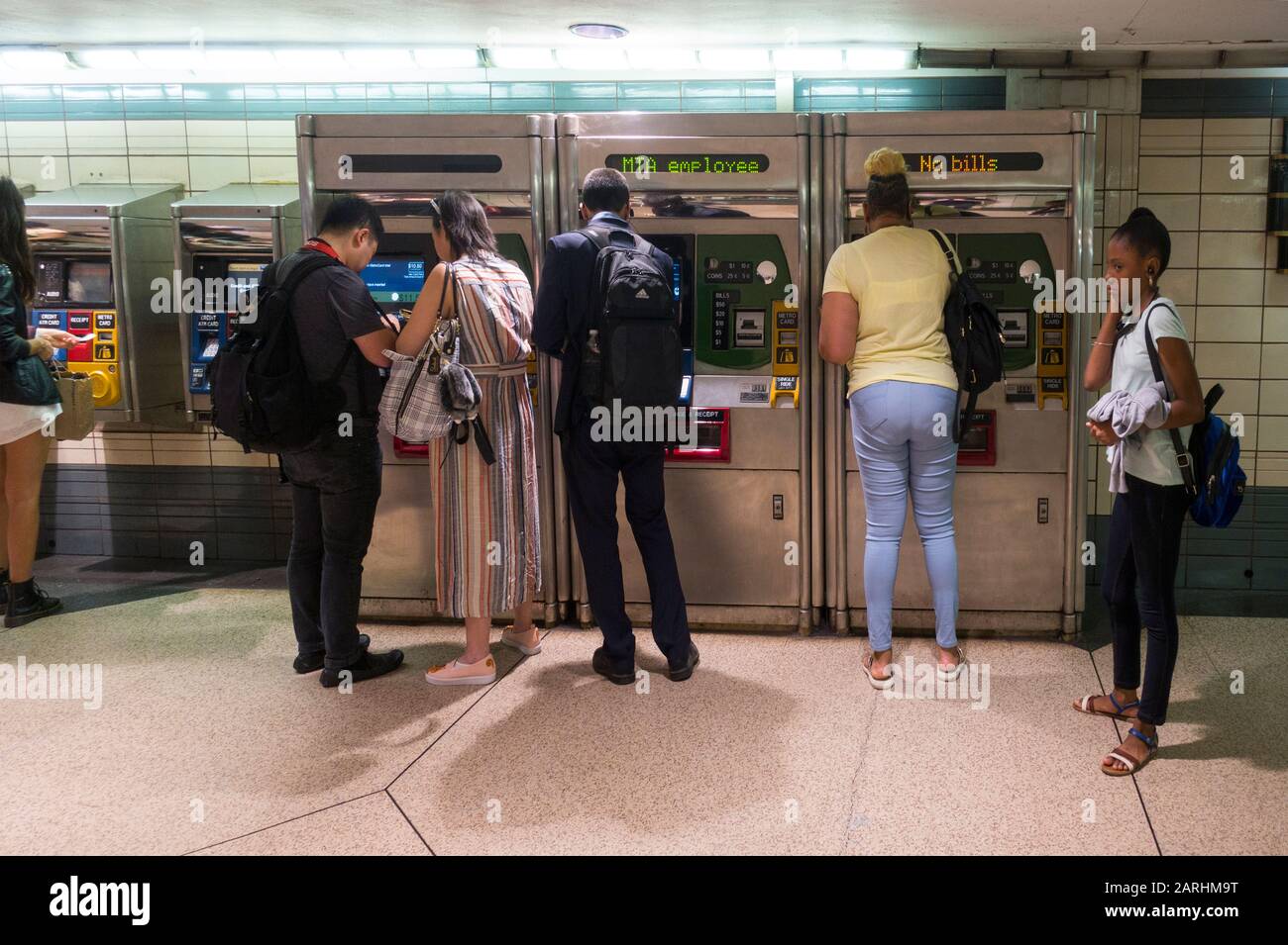 subway riders buying train tickets in Brooklyn NYC Stock Photo Alamy